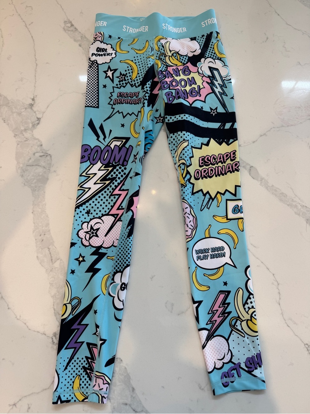 Stronger Blue Graphic Comic-Print Leggings